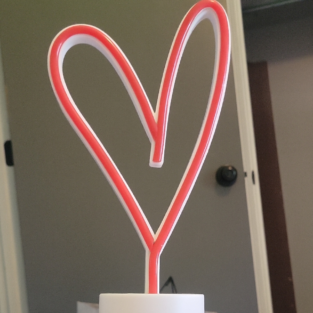 Heart-Shaped Neon Light - Red and White